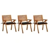 Image de Lot de 3 chaise en acacia empilable non pliable H. 87 cm exterieur marron