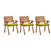 Image de Lot de 3 chaise H. 87 cm empilable non pliable en acacia exterieur vert