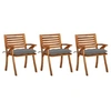 Image de Lot de 3 chaise exterieur non pliable H. 87 cm en acacia gris