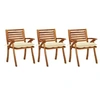 Image de Lot de 3 chaise exterieur empilable non pliable H. 87 cm en acacia marron