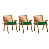 Image de Lot de 3 chaise exterieur empilable non pliable en acacia H. 87 cm vert