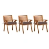Image de Chaises à manger de jardin avec coussins lot de 3 Acacia massif