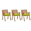 Image de Chaises à manger de jardin avec coussins lot de 3 Acacia massif