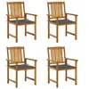 Image de Lot de 4 chaise H. 92 cm non pliable en bois massif exterieur noir