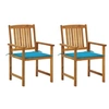 Image de Lot de 2 chaise exterieur H. 92 cm bleu en bois massif