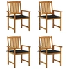 Image de Lot de 4 chaise H. 92 cm non pliable exterieur en bois massif marron