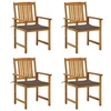 Image de Lot de 4 chaise exterieur non pliable en bois massif H. 92 cm marron