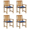 Image de Chaises de jardin avec coussins lot de 4 Bois d acacia massif