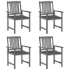 Image de Chaises de jardin et coussins lot de 4 Gris Bois acacia massif