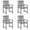 Image de Lot de 4 chaise en bois massif H. 92 cm gris exterieur