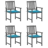 Image de Chaises de jardin et coussins lot de 4 Gris Bois acacia massif