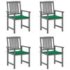 Image de Chaises de jardin et coussins lot de 4 Gris Bois acacia massif