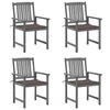 Image de Chaises de jardin et coussins lot de 4 Gris Bois acacia massif