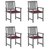 Image de Lot de 4 chaise H. 92 cm empilable non pliable exterieur en bois massif gris