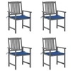 Image de Chaises de jardin et coussins lot de 4 Gris Bois acacia massif