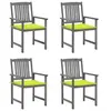 Image de Chaises de jardin et coussins lot de 4 Gris Bois acacia massif