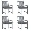 Image de Chaises de jardin et coussins lot de 4 Gris Bois acacia massif