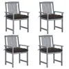 Image de Lot de 4 chaise exterieur non pliable H. 92 cm en acacia gris