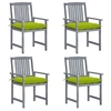 Image de Chaises de jardin et coussins lot de 4 Gris Bois acacia massif