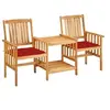 Image de Chaises de jardin avec table à thé et coussins Acacia solide