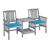 Image de Chaises de jardin avec table à thé et coussins Acacia solide, Gris, Bleu