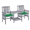 Image de Chaises de jardin avec table à thé et coussins Acacia solide, 159 x 61 x 92 cm, Vert