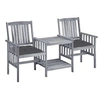Image de Chaises de jardin avec table à thé et coussins Acacia solide, 159 x 61 x 92 cm, Gris, anthracite