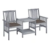 Image de Chaises de jardin avec table à thé et coussins Acacia solide, 159 x 61 x 92 cm, Gris, taupe