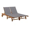 Image de Chaise longue de jardin 2 places avec coussins Acacia solide