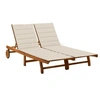 Image de Chaise longue en acacia L. 200 cm H. 30 cm beige non pliable