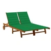 Image de Chaise longue de jardin 2 places avec coussins Acacia solide