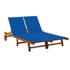 Image de Chaise longue de jardin 2 places avec coussins Acacia solide