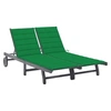 Image de Chaise longue de jardin 2 places avec coussin Gris Acacia