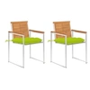 Image de Chaises de jardin avec coussins 2 pcs Acacia solide et acier, 18kg, Tissu (100 % polyester), Vert