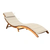 Image de Chaise longue L. 55 cm beige H. 64 cm en acacia non empilable non pliable