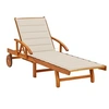 Image de Chaise longue beige L. 200 cm en acacia H. 30 cm non pliable