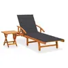 Image de Chaise longue de jardin avec table et coussin Bois d acacia