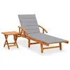 Image de Chaise longue de jardin avec table et coussin Bois d acacia