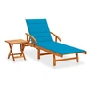 Image de Chaise longue de jardin avec table et coussin Bois d acacia