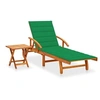 Image de Chaise longue de jardin avec table et coussin Bois d acacia