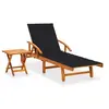 Image de Chaise longue de jardin avec table et coussin Bois d acacia