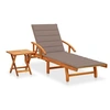Image de Chaise longue de jardin avec table et coussin Bois d'acacia3061625