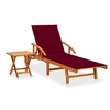Image de Chaise longue de jardin avec table et coussin Bois d acacia