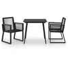 Image de Ensemble à dîner - - 3 pcs - Rotin PVC Noir - Table carrée - Pour 4 personnes
