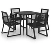 Image de Ensemble à dîner d'extérieur 5 pcs Rotin PVC Noir