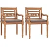 Image de Chaises Batavia lot de 2 avec coussins gris foncé Bois de teck