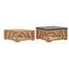 Image de Table et repose pied de jardin coussin gris foncé Bois de teck