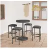 Image de Ensemble de bar de jardin 5 pcs et coussins Résine tressée Gris