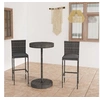 Image de Ensemble de bar de jardin 3 pcs et coussins Résine tressée Gris