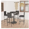 Image de Ensemble de bar de jardin 5 pcs et coussins Résine tressée Gris